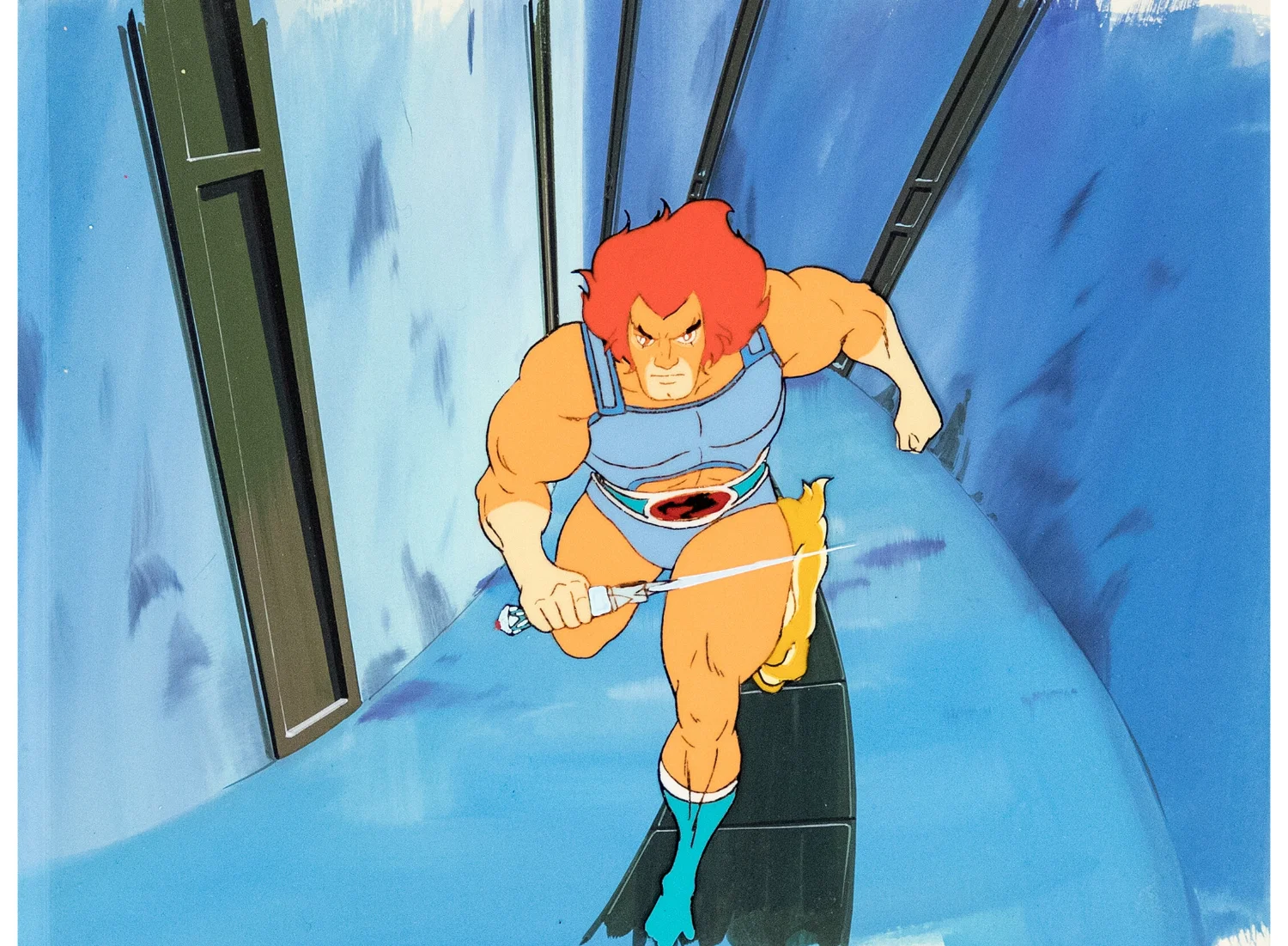 ThunderCats Lion-O Production Cel A11, Matching Background