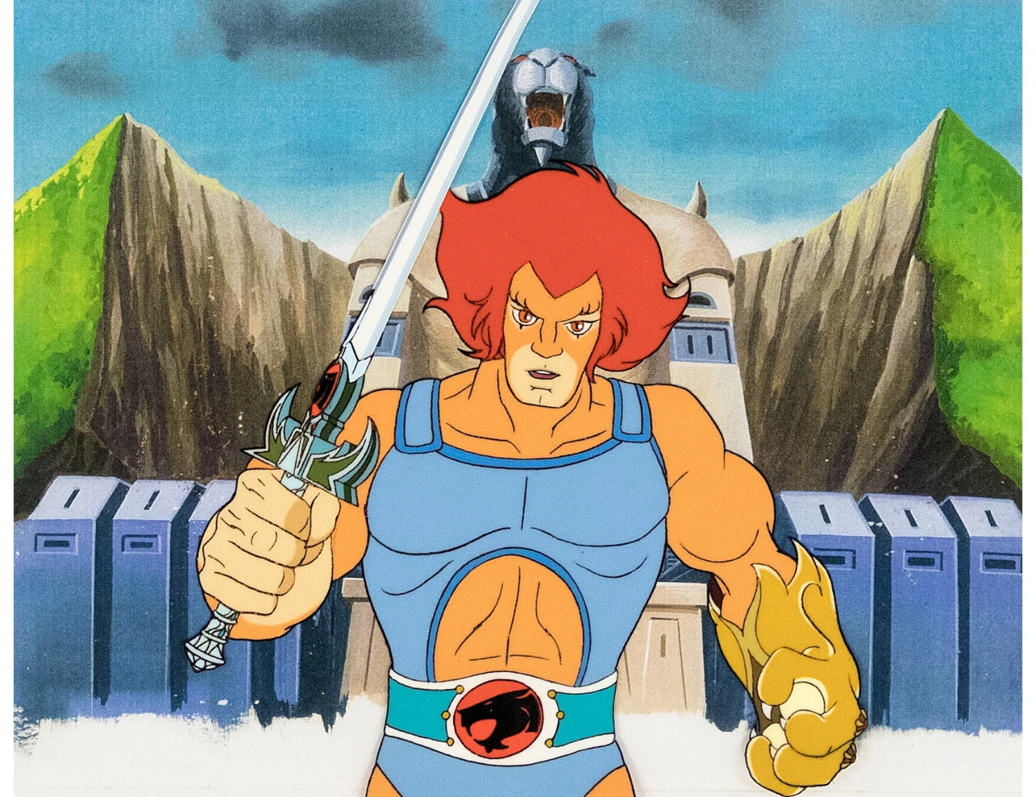 ThunderCats Lion-O Production Cel A25/A28, Printed Background