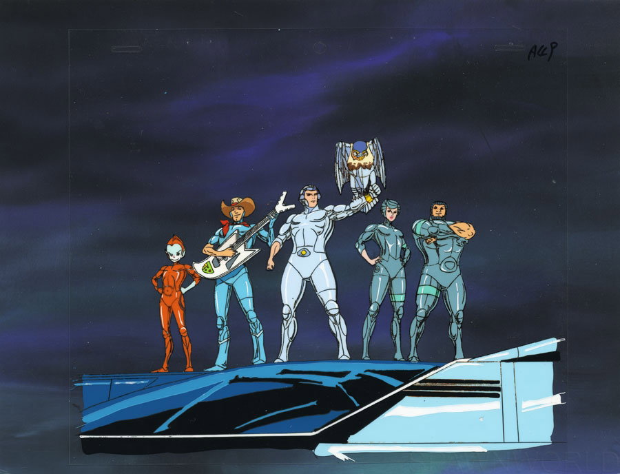 SilverHawks Animation Cel Setup: Full Team Opening Credits