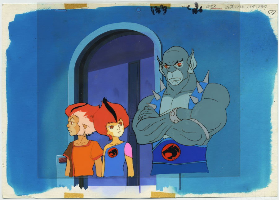 ThunderCats Animation Cel Setup: Panthro and the ThunderKittens in Cat's Lair