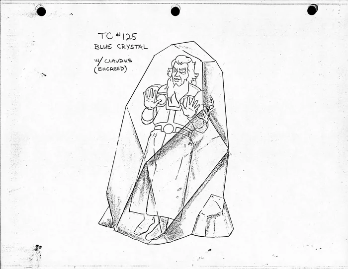 Pencil design of Claudus encased in a blue crystal, headed TC 125 Blue Crystal
