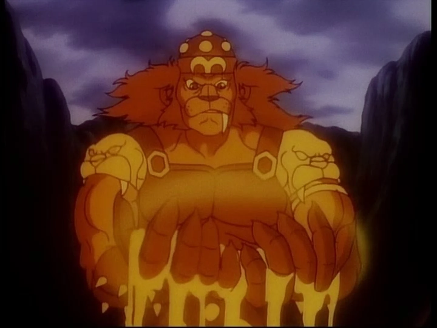 Grune forging his Thundrainium club at the fire rock
