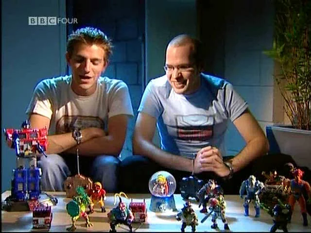 Collectors Pat Wood and Matt Haze with their 1980s toys