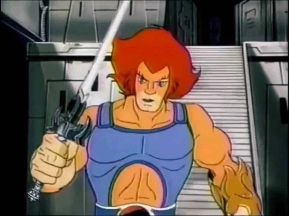 ThunderCats Public Service Announcement video still - Lion-O raising the Sword of Omens