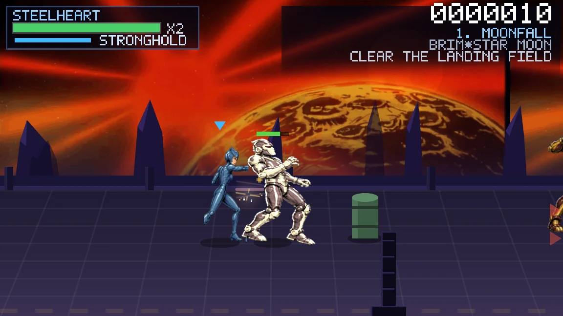 Steelheart mid-punch against a Mob grunt on the Brim*Star moon in the SilverHawks fan game