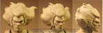 The initial clay sculpt of the head