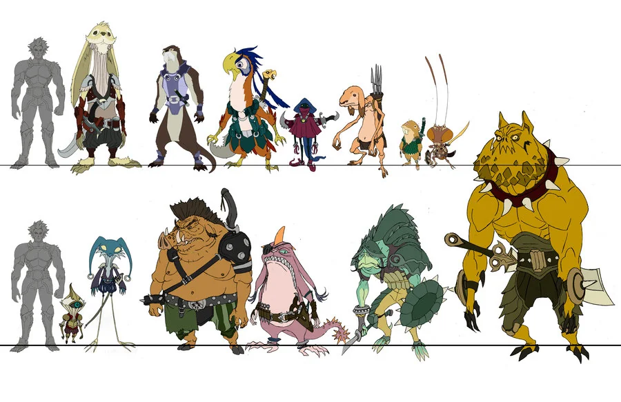 Swordtown Creatures. These were the concepts of the inhabitants of the swordtown in Episode 8 of ThunderCats. I did a quick flat pass on the color to give the colorist an understanding of what I was looking for. It also helps to define the designs.