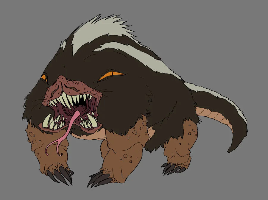 Comolbur. What do you get when you mix a Kimono dragon, a bear, a skunk, a mole and a well... hell if I know. A Comolbur. Yes, this big guy was the monster that was trying to hunt down the Chib-Chibs in episode 18 of ThunderCats. Somehow it was going to have a more traditional head until I thought about breaking form. Trying to think out of the box. I put the eyes above the shoulders and opened up the mouth. I think I was watching the Thing at the time too. Go figure. (Dan Norton May 2012)