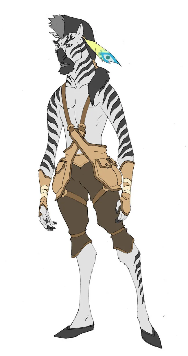 Zyrock. This is a character you'll never see in an episode of TCats, but he was part of a brainstorm session I had for a story. I was dippin' into a Western like bit and the character Zyrock was inspired by Native Americans. He would have been a scout for a grazer tribe that the TCats would have meet up with. Who knows, maybe we'll see him the background somewhere.... Don't know where though. (Dan Norton Apr 2012)