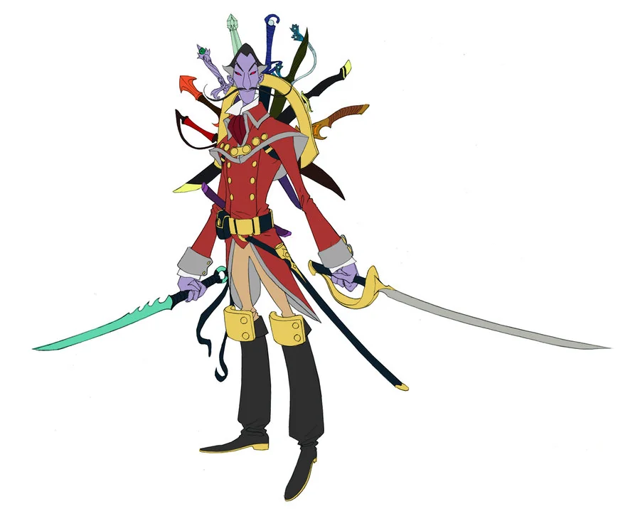 The Duelist concept 2. Here is the first colored version, different from the final on the show. He felt a bit circus ringleader, so I made some adjustments. (Dan Norton Mar 2012)