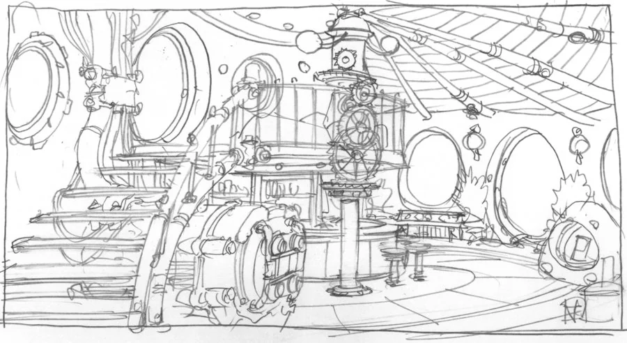 Berbils homeland 1. Here's a loose thumbnail of the berbils home. This set was used for the shot of Panthro getting his new arms. (Dan Norton Jun 2012)