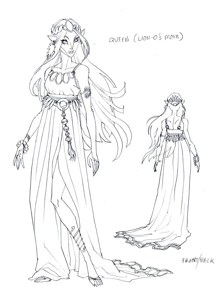 The Queen. Here is Lion-O's mom. She's featured in episode 17 'Native Son'. We had a rough name, Leona. But it was never spoken in the show. And I don't know that we had it cleared through legal. (Dan Norton Apr 2012)