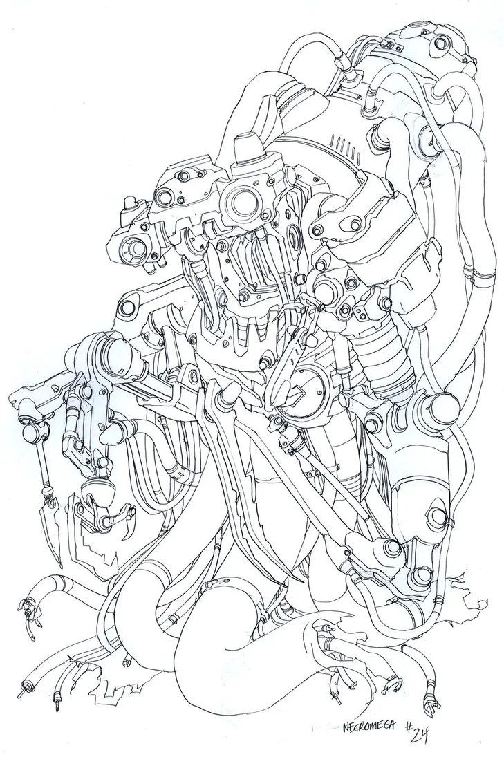 Necromech concepts 3. Here is the dreaded Necromega... This is what Tygra transformed into when his soul was trapped in the machine. (Dan Norton Jun 2012)
