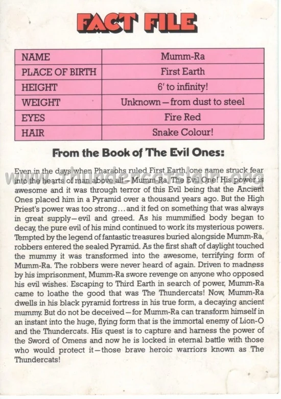 Mumm-Ra Fact File (back)