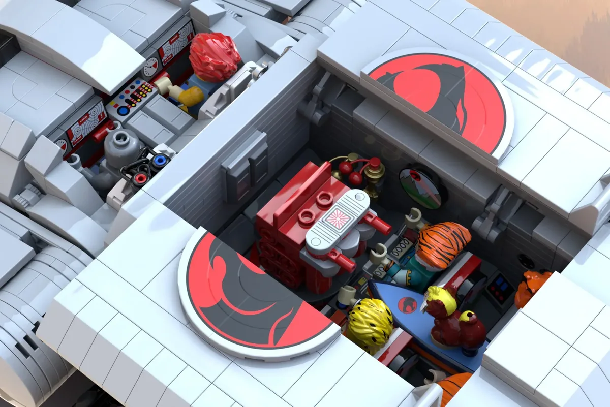 Interior detail of the LEGO ThunderTank cargo bay with ThunderCats insignia