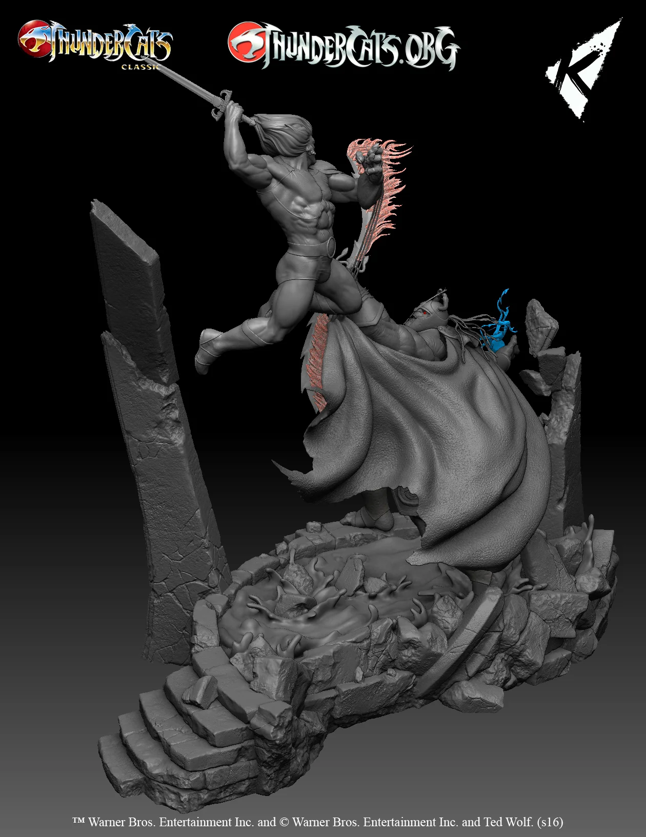 Exclusive first look at Kinetiquettes Lion-O vs Mumm-Ra diorama statue.
