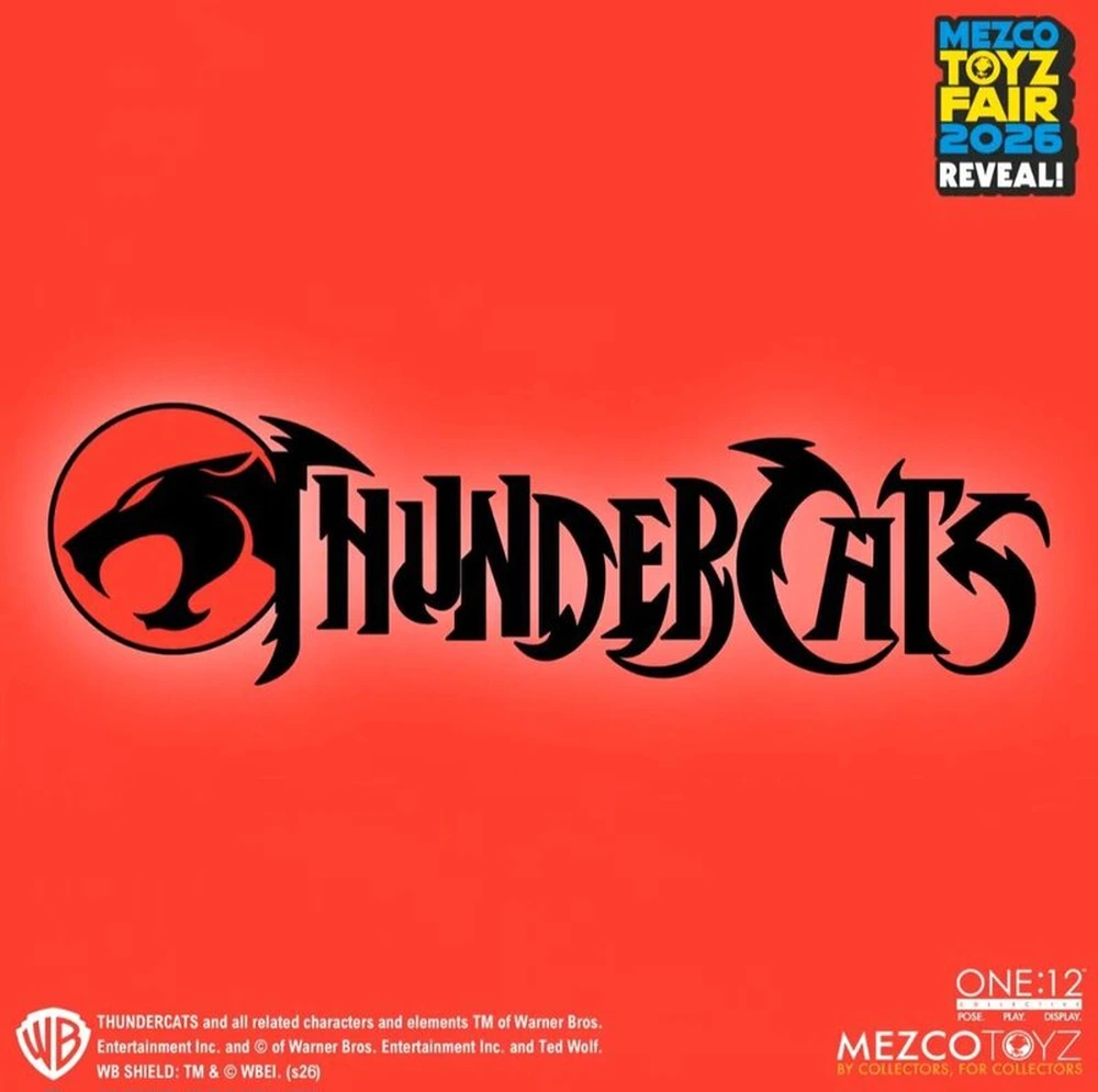 Mezco Toyz Fair 2026 reveal card announcing One:12 Collective ThunderCats
