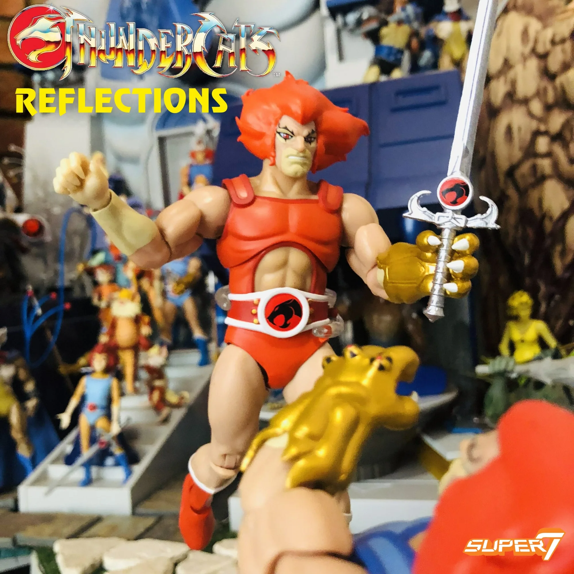 Lion-O and ThunderCats figures on the shelf