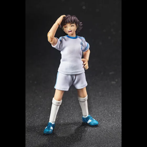 Tsubasa Ozora from Captain Tsubasa, a 1/12 figure by Dasin Model. White kit and a ball. Sports figures need clean joints or the poses collapse.