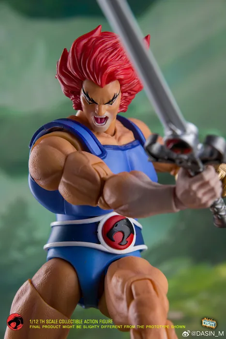 Two-handed grip. Shouting portrait, extended blade, gripped with both hands.