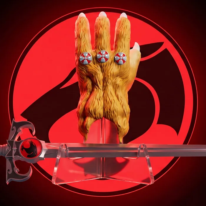 Close view of the Soap Studio Claw Shield gauntlet showing the three studded discs and sculpted fur