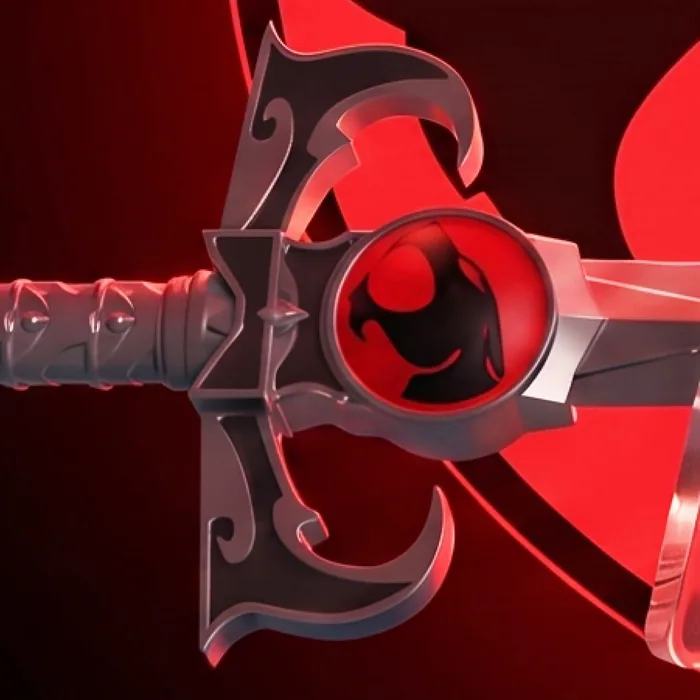 Detail of the Eye of Thundera set into the hilt of the Soap Studio Sword of Omens replica