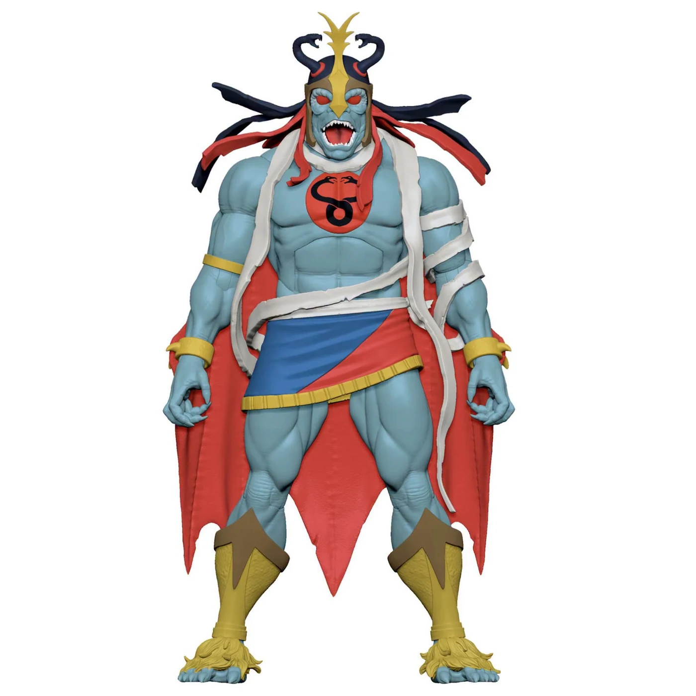 Official image of the DELUXE Mumm-Ra The Ever-Living with a red cape