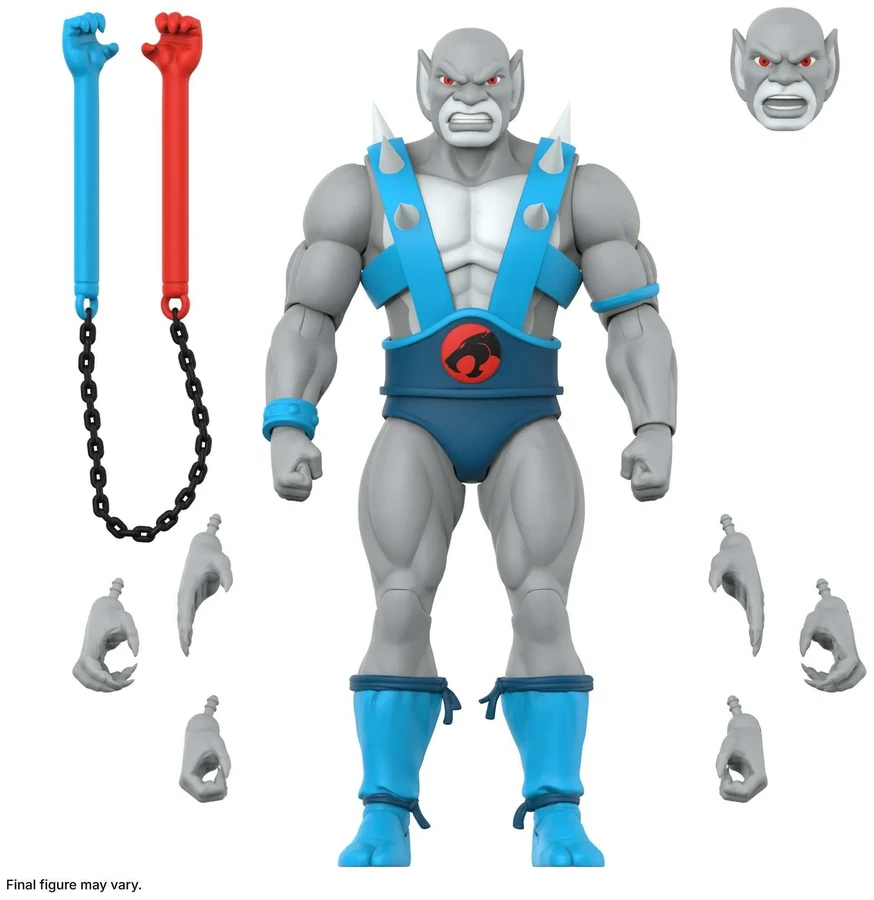 Toy Color Panthro figure with nunchuks, spare hands and alternate head