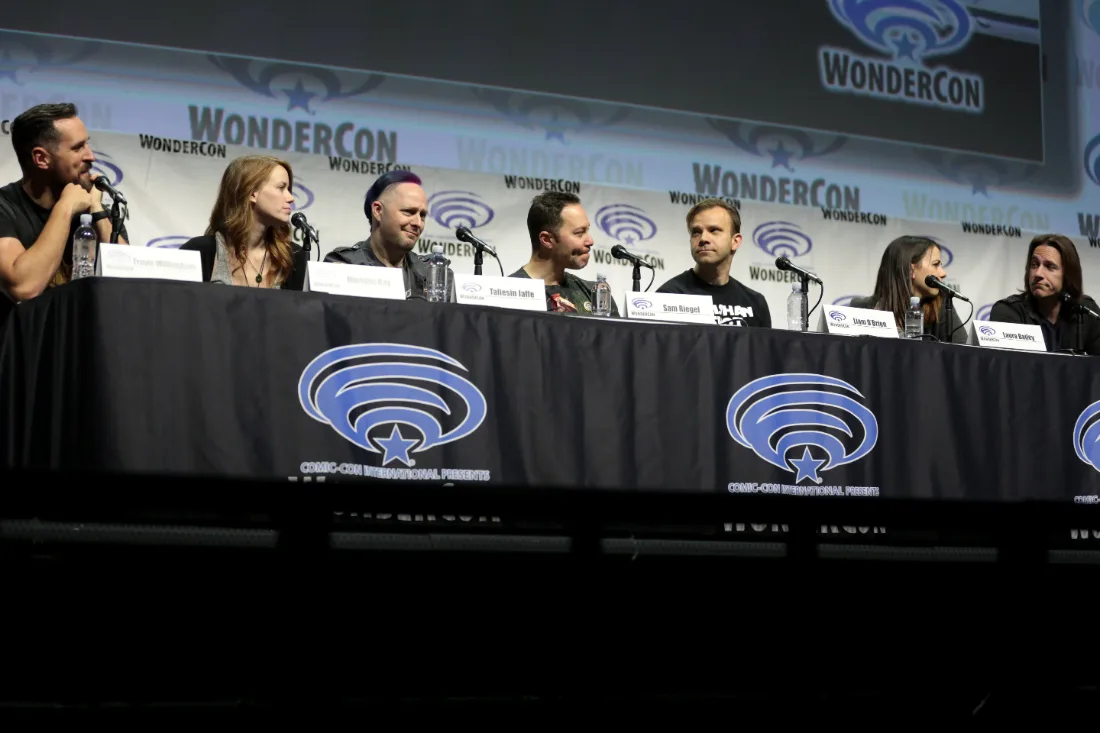 Matthew Mercer (far right) on a panel with the Critical Role cast, WonderCon 2017