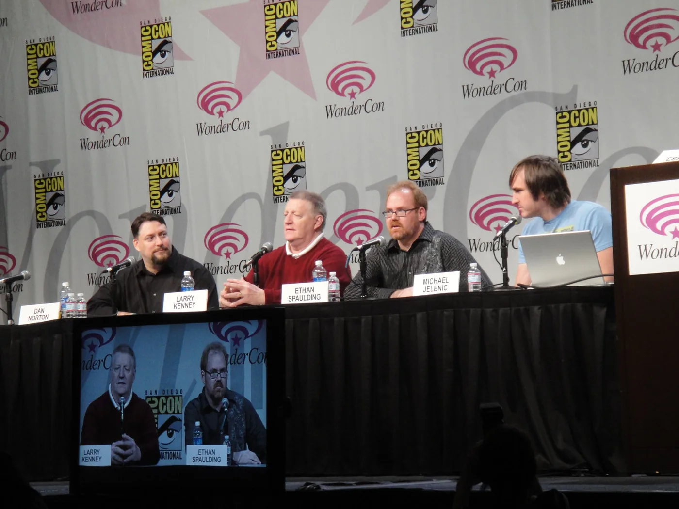 The 2011 reboot panel at WonderCon: Larry Kenney with art director Dan Norton and producers Ethan Spaulding and Michael Jelenic